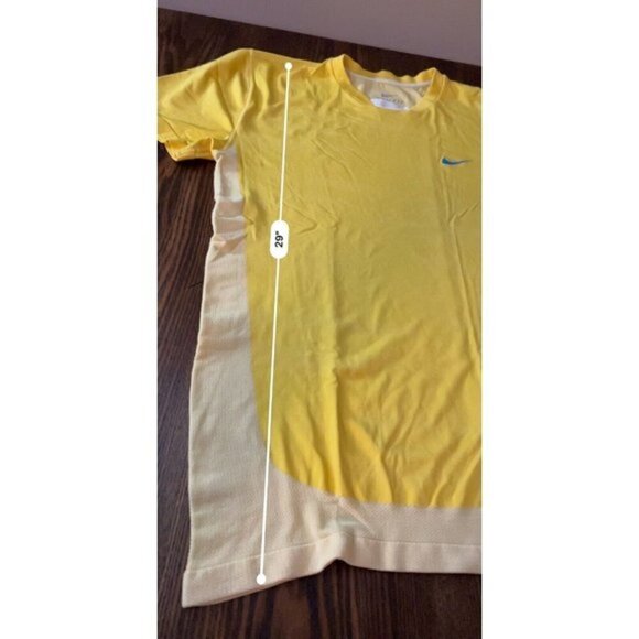 Men's Nike Dri-Fit Fitted Shirt Men’s Large Yellow /White Top Breathable tee - Picture 7 of 16